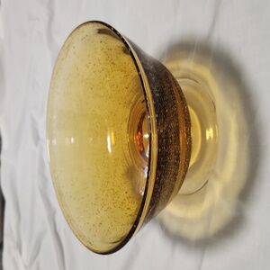 Art Blown bubbled Glass Amber Bowl
